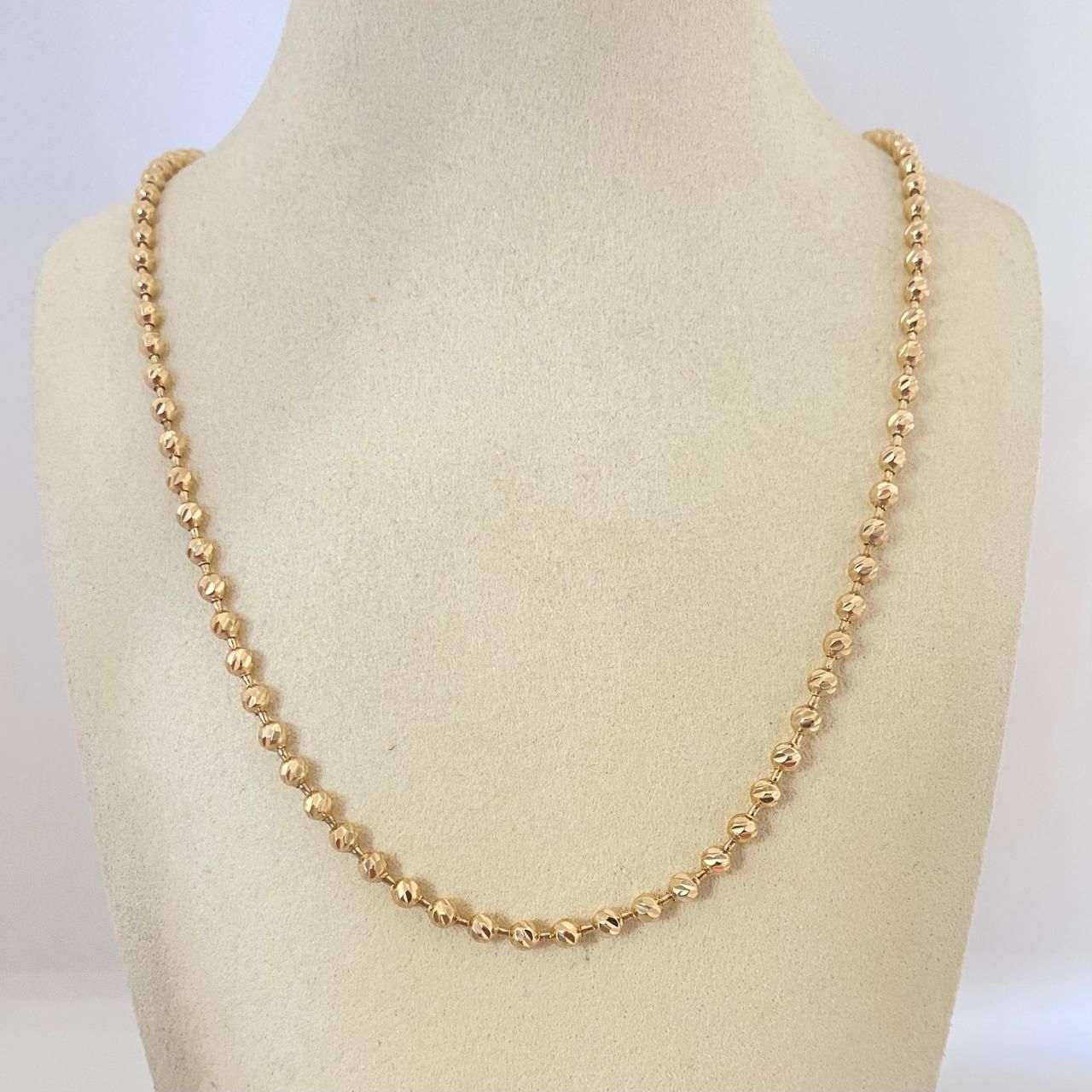 Cadena militar balin diamantado Oro amarillo 18k 16,40 Gr / 3,1 mm / 50 Cm Broche 0,60